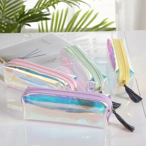 Colorful Pencil Case for Girls Student Pen Bags Pouch Cosmetic Makeup Organizer School Case Office Stationery Storage Bag Travel