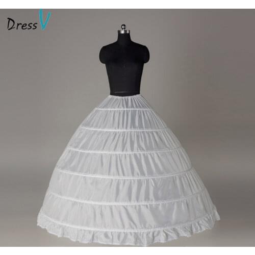 Dressv Cheap Wedding Petticoat Jupon Long Crinoline Slip Underskirt for Ball Gown 6 Layers Loops Wedding Petticoats
