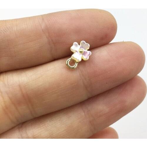 Eruifa 8pcs 6mm Flower Stud Earring Connctorl Rhinestone gold/Silver plated Zinc alloy Jewelry DIY Necklace Bracelet Earrings