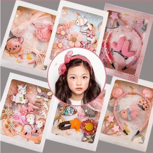 Little Princess Headdress Girls' Hair Accessories Hairpins/Hairbands Combination Set Birthday Gift Box mo dao zu shi