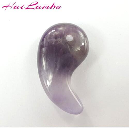 HaiLambo RomanticAmethyst Purple Crystal Carved Magatama Pendant Comma Beads Classic Jewelry Handmade Pendants for Gift GY05