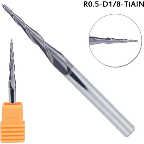 2 Flutes Tungsten Carbide End Mill TiAIN Coated Ball Nose Tapered Equipment Tool