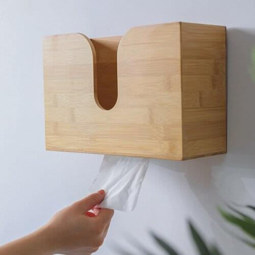 Solid wood kitchen and living room paper storage box, pumping box, toilet tissue box, bathroom wall-mounted tissue holder