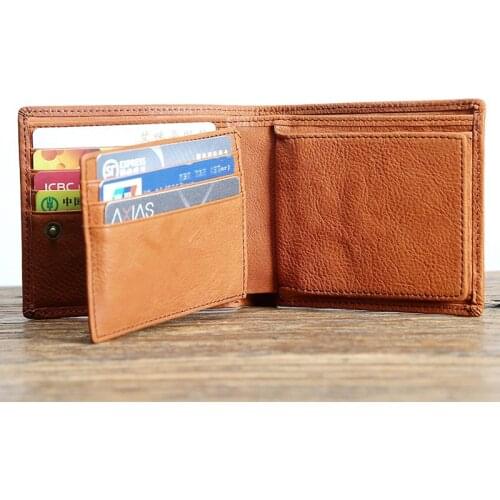 Genuine Leather Wallet For Men Male Vintage Handmade 100% Real Cowhide Mens Short Purse With Card Holder Coin Pocket Money Bag