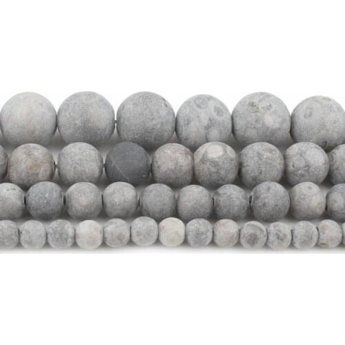 4/6/8/10mm Natural Matte Gray Maifan Medicinal Medical Stone Round Loose Beads For Jewellery Making Bracelet Handmade DIY