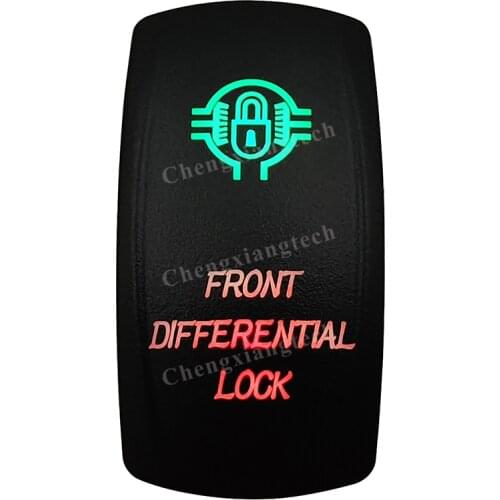 Laser-FRONT DIFFERENTIAL LOCK-Car Boat Green & Red Led On Off Rocker Switch Waterproof, Overload Protection,Truck Marine Caravan