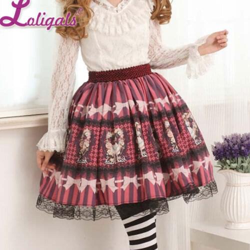 Autumn Best Selling Angle Fuchsia Lace Polyester Lolita Skirts