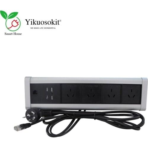 High Quality Triangle 4 AU Plugs Power 2 USB RJ45 Table Clamp Power Tabletop Sockets Electrical Desktop Outlets Fixed By Screw