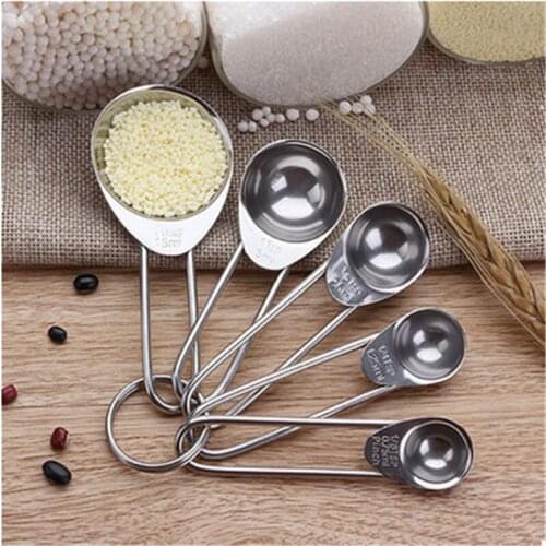 5 pcs/set Stainless Steel Collapsible Folding Measuring Spoon Set Folding Measuring Spoons Baking Cooking Tools Set