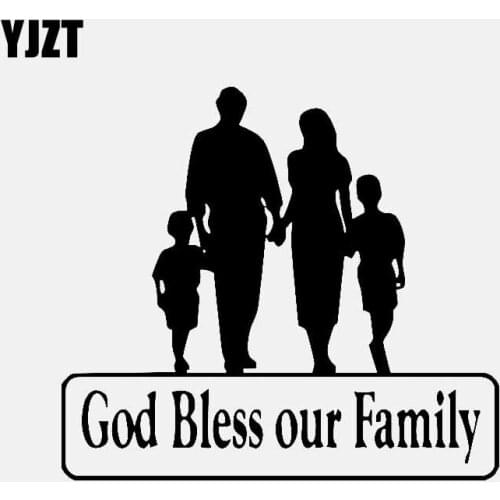 YJZT 15CM*13.5CM God Bless Our Family For Car Sticker Truck Window Vinyl Decal Black/Silver C3-2161