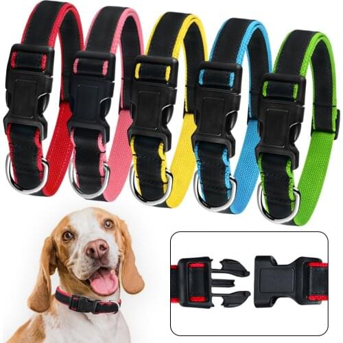 Nylon Custom Dog Collars Personalized Embroidery Pet Dog Tag Collar Adjustable Puppy Nameplate ID Collars For Small Large Dog