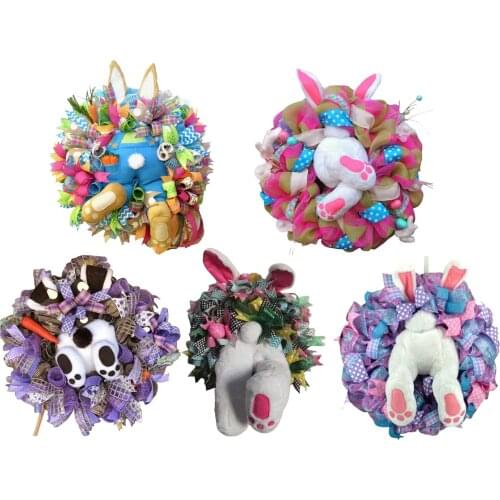 Handmade Easter Bunny Butt Wreath Easter Rabbit Shape Garland for Home Decor and