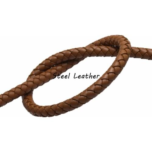 1m/lot Approx 8mm Real Round Genuine Leather Braided Cord Rope String Beading Thread DIY Necklace Bracelet For Jewelry Making