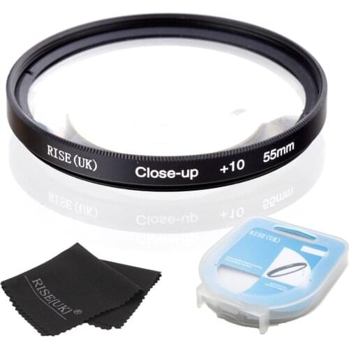 HOT SALE RISE(UK) 55mm Close-Up +10 Macro Lens Filter for Nikon Canon SLR DSLR Camera + filter case + gift