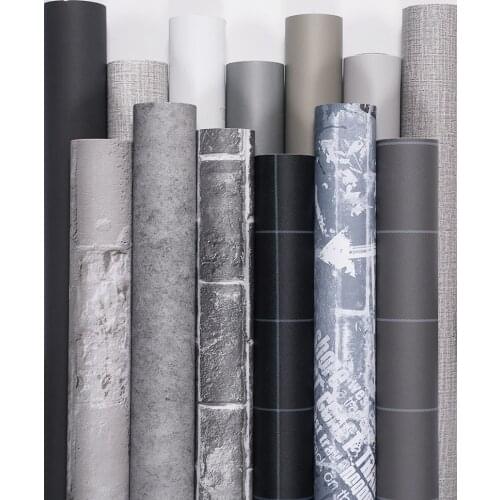 Cement Gray Linen Pattern Waterproof Wallpaper Selfadhesive Solid Color Dormitory Bedroom Wallstickers Cabinets Furniture