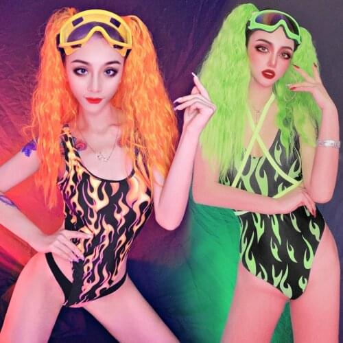Sexy Gogo Dance Costume Women Nightclub Bar DJ Clothing Elastic Bodysuit Jazz Hip Hop Costume Drag Queen Rave Stage Wear BL5708