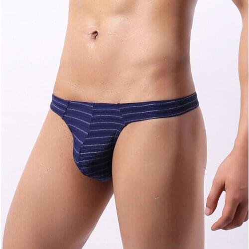 Sexy Mens Thong G-string Jockstrap Striped Mini Underwear Slip Homme Gay Panties String Exotic T-back Thongs Tanga Plus Size