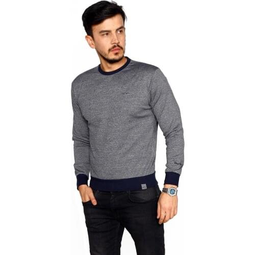 Gray Sweatshirt Crew Neck Micro Polyester Lycra