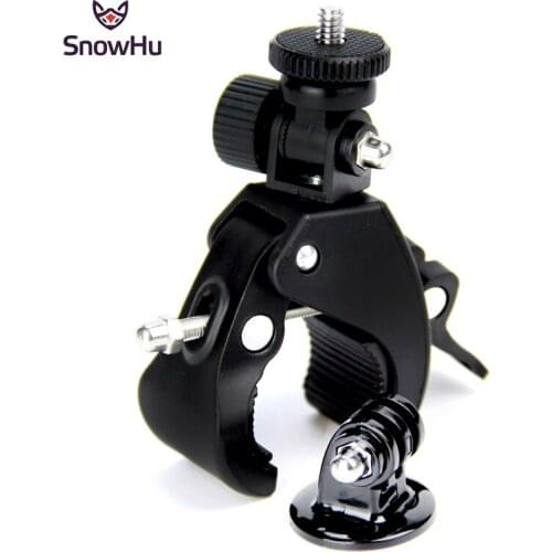 SnowHu Bike Bicycle Motorcycle Handlebar Clamp Bar Camera Mount Tripod Adapter For Gopro Hero 9 8 7 6+ Yi 4K sport camera GP73