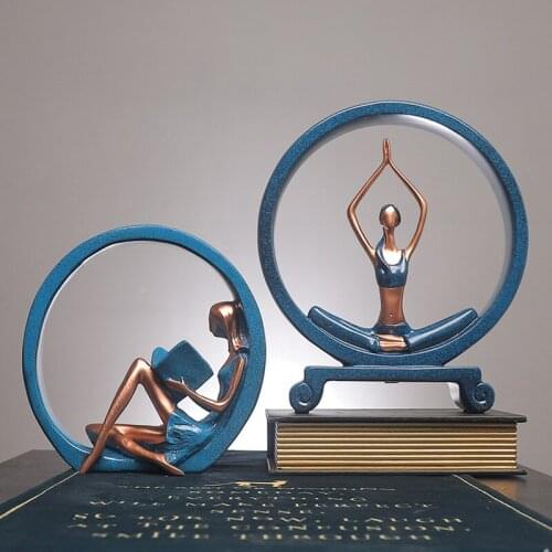 Yoga Lady Figurine Handmade Resin Campus Girl Statuette Favourite Ornament Craft for Room Decoration Souvenir Gift