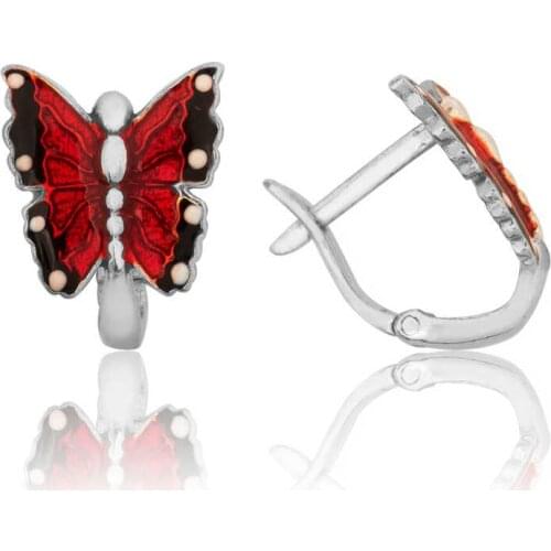 Tevuli 925 Sterling Silver Red Butterfly Earrings
