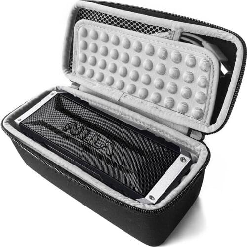 New EVA Carry Travel Zipper Protective PU Storage Hard Case Box Bag For Vtin 20 Watt Waterproof Bluetooth Speaker (Black+Gray)
