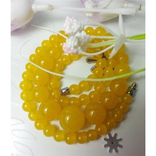 Girl AAA 6-14MM Yellow Chalcedony Beads All-match Jewelry Necklace Fashion Jewelry Making Design Mothers Day Gifts 18" ZH0174