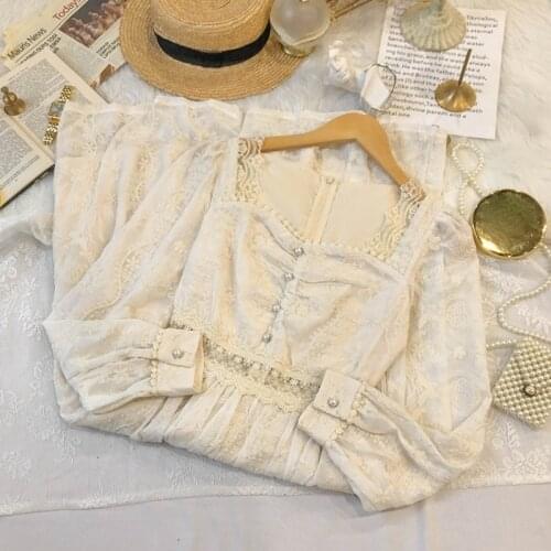 Korean Fashion Elegant Midi Dress Women Party Long Sleeve Vintage Sweet Dress Lace Design 2021 Autumn Retro Casual Dress Chic