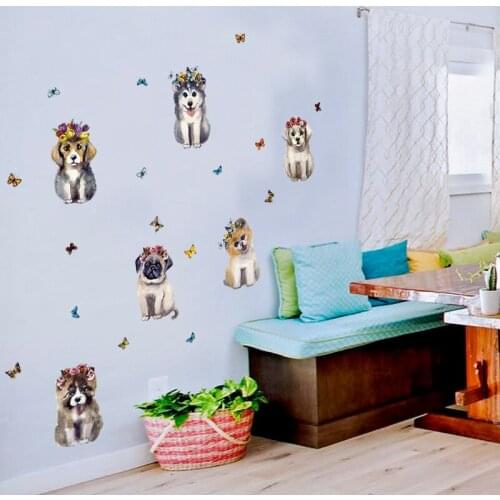 1 Pcs 3D Hand-painted Dogs stickers 50 X 70cm for Living Room Childrens Room Wall Decorated Puppy Animal Sticker SK7137