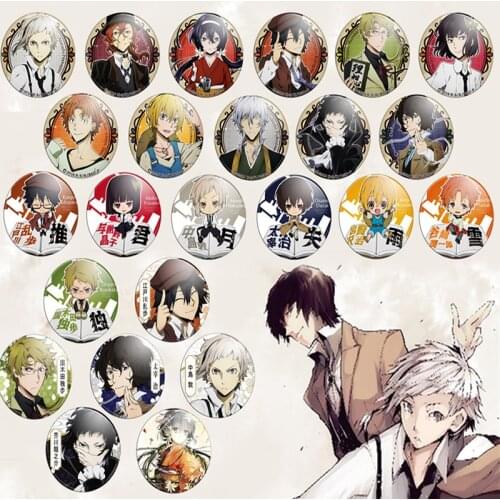 1pcs 58MM Anime Badge Bungo Stray Dogs Dazai Osamu izumi kyoka Nakajima Brooch Badge BADGE BROOCH BAG GIFT