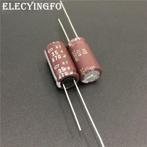 10pcs 470uF 35V470UF NIPPON NCC KY Series 10x20mm Low impedance Long Life 35V470uF Aluminum Electrolytic Capacitor