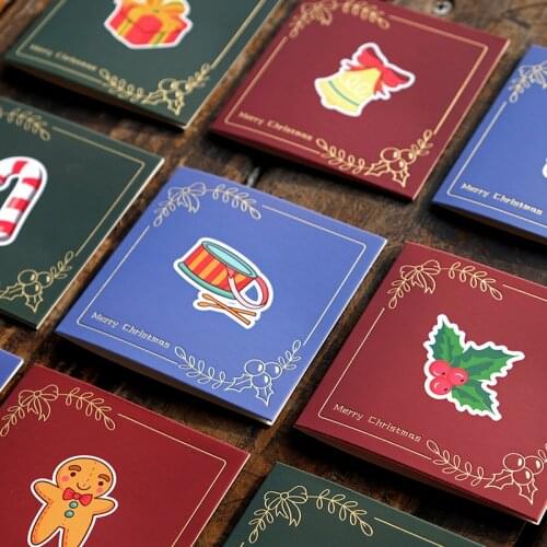 10pcs/lot Nine exquisite Santa Claus Gingerbread Man Christmas leaves gilded square Mini Color Christmas cards