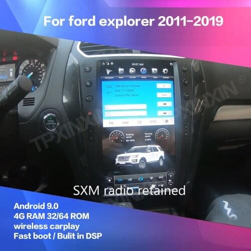 13.6 inch For ford Explorer 2011-2019 Android 9.0 Vertical Screen Car GPS Navigation Stereo Head Unit Multimedia Player Radio