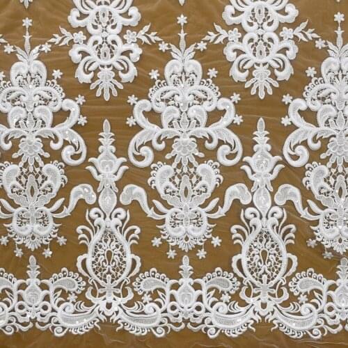 2021 Hot Sale High Quality White Embroidery Sequins Wedding Bridal French 5 Yards HY1553