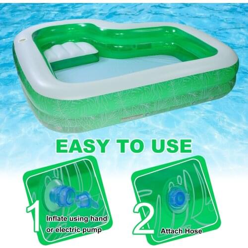 231*231*51cm Inflatable Kiddie Swimming Pool L-Shape Family Lounge Pool Kids Wading Toy