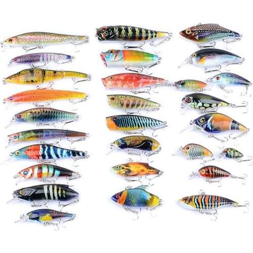 28Pcs Mixed ABS Fishing Lure Bait Set Wobbler Crankbaits Swimbait Minnow Hard Baits Spiners Carp Fishing Tackle