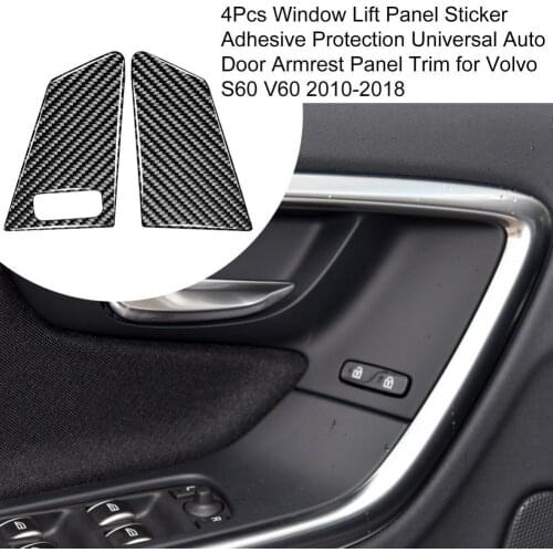 4Pcs Window Lift Panel Sticker Adhesive Protection Auto Door Armrest Panel Trim for Volvo S60 V60 2010-2018