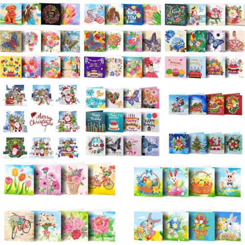 8pcs DIY Diamond Painting Greeting Card Special-shaped Part Drill Mosaic Merry Christmas Embroidery Kit Santa Claus Xmas Postcar