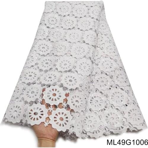 BEAUTIFICAL 2021 High Quality African Guipure Cord Lace Fabric Hollow Out Nigerian Water Soluble Cord Laces ML49G10