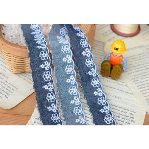 White Embroidered Denim Small lace width 2.5 cm