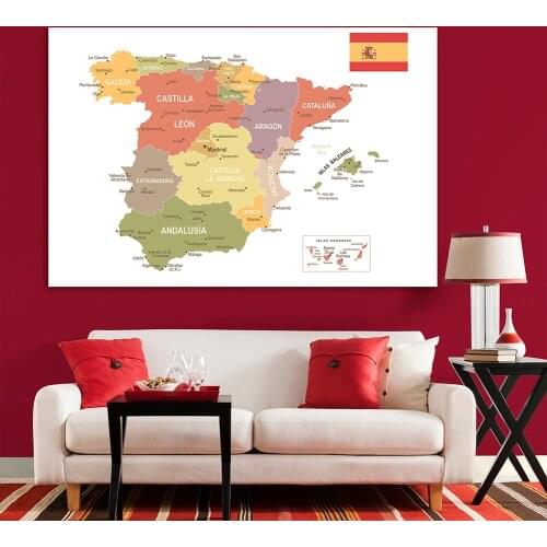 225*150cm The Spain Political Map In Spanish Large Poster Non-woven Canvas Painting Office Wall Home Decoration School Supplies