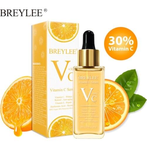 BREYLEE Vitamin C Serum Remove Dark Spots Hyaluronic Acid Moisturizing Anti Aging Whitening Facial Essence Face Skin Care 40ml