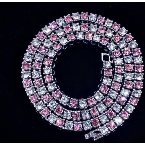 NEW 2021 Fashion 1 Row Rhinestone Mens Hip Hop Necklace Rap Singer Ice Tennis Chain Necklace Shiny