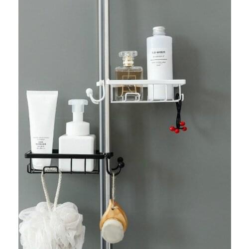 Bathroom Shower Rod Hanging Wrought Iron Basket Soap Dish Shampoo Holder Kitchen Sink Faucet Rack Sponge Rag Storage Drain Shelf