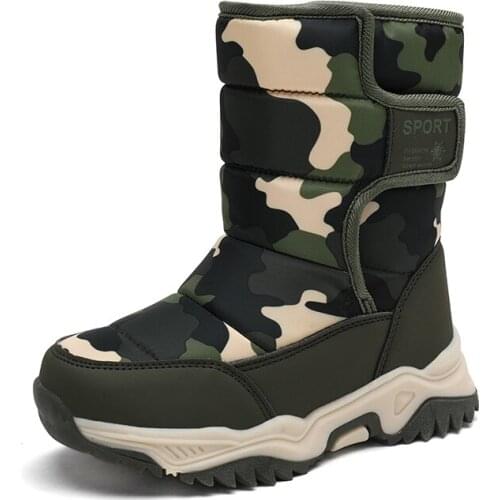 Children Snow Boot Non Slip Outdoor Sport Shoes High Top Boy Girl Waterproof Thick Plush Warm Sneaker Camouflage Casual Footwear