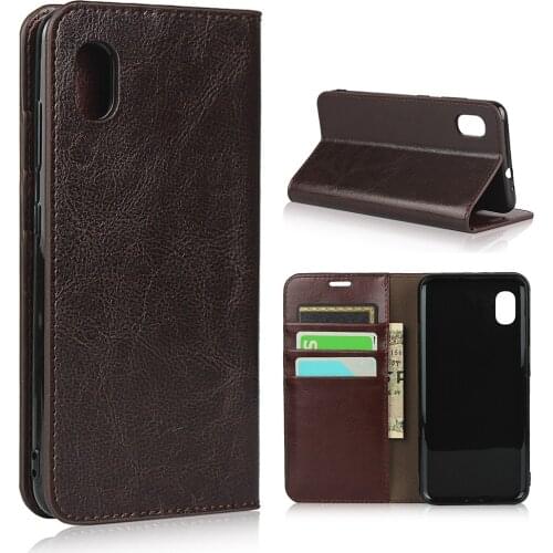 For Samsung Galaxy A21 Case 100% Natural Genuine Leather Skin Phone Case On For Samsung A21 Japan SC-42A Flip Wallet Book Cover