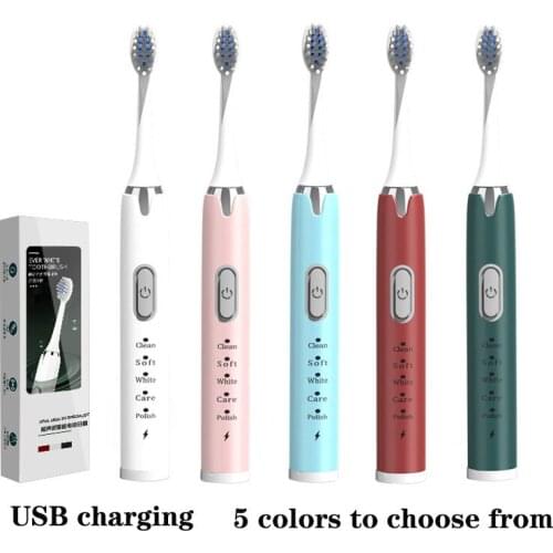 Home Adult USB Rechargeable Waterproof Vibrating Soft Bristle Electric Toothbrush Ultra Fine Toothbrush Electric Tooth Scaler