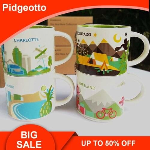 Global Collection Ceramic City Cup USA City Bone china Mug New York Los Angeles Pairs London England Japan New orleans Las Vega