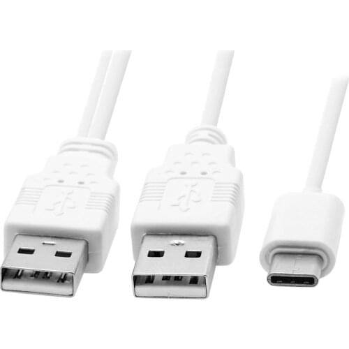 Zihan USB 3.1 Type C USB-C to Dual A Male Extra Power Data Y Cable for Cell Phone & Hard Disk