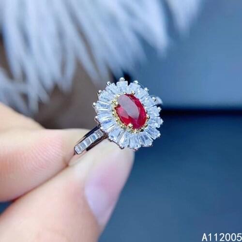 KJJEAXCMY fine jewelry 925 sterling silver inlaid natural adjustable ruby new Female ring vintage Support test with box